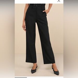 Lulus - Elevated Cuteness Black Straight-Leg Trouser Pants - Black - M